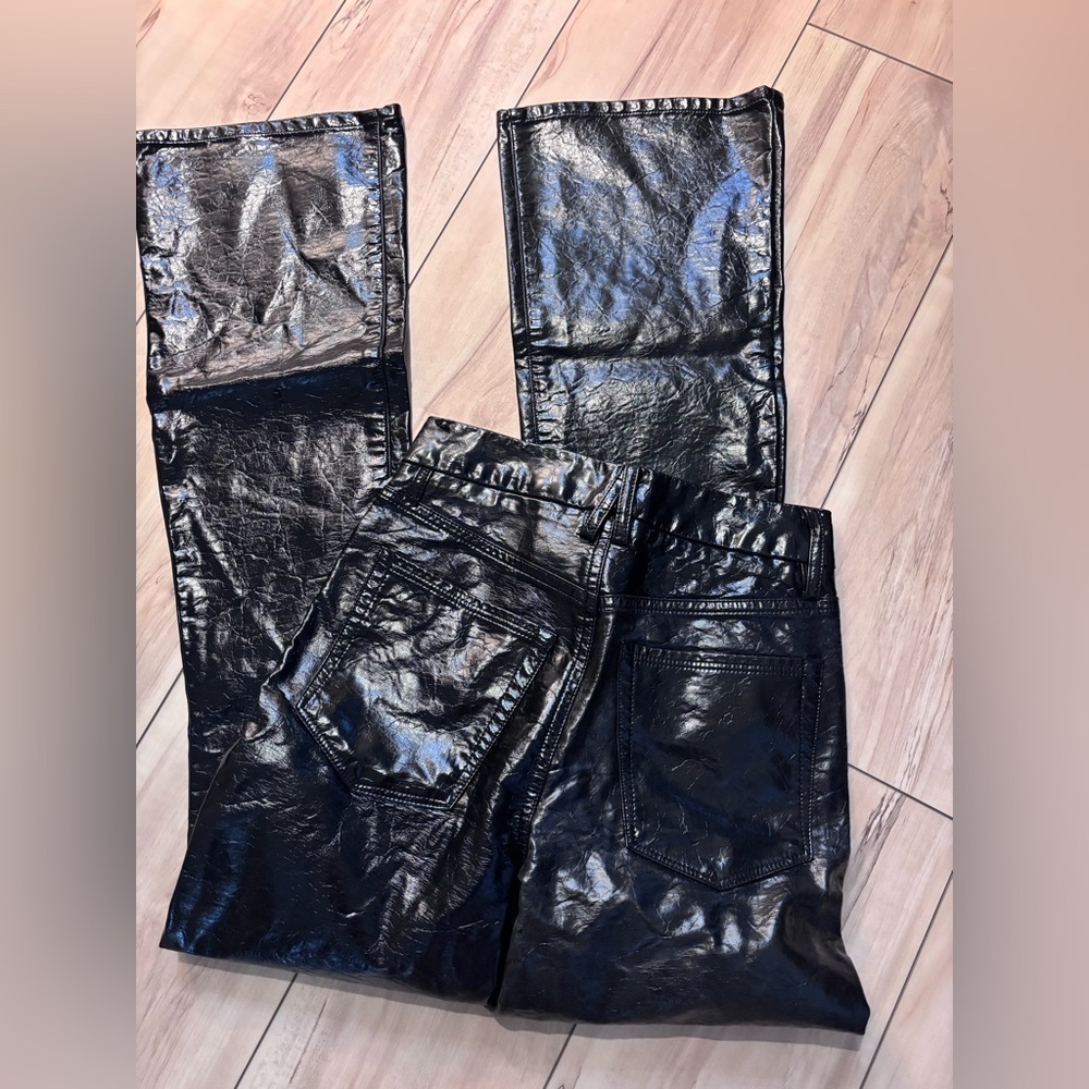 Good American Faux Leather Black Straight Leg Pants